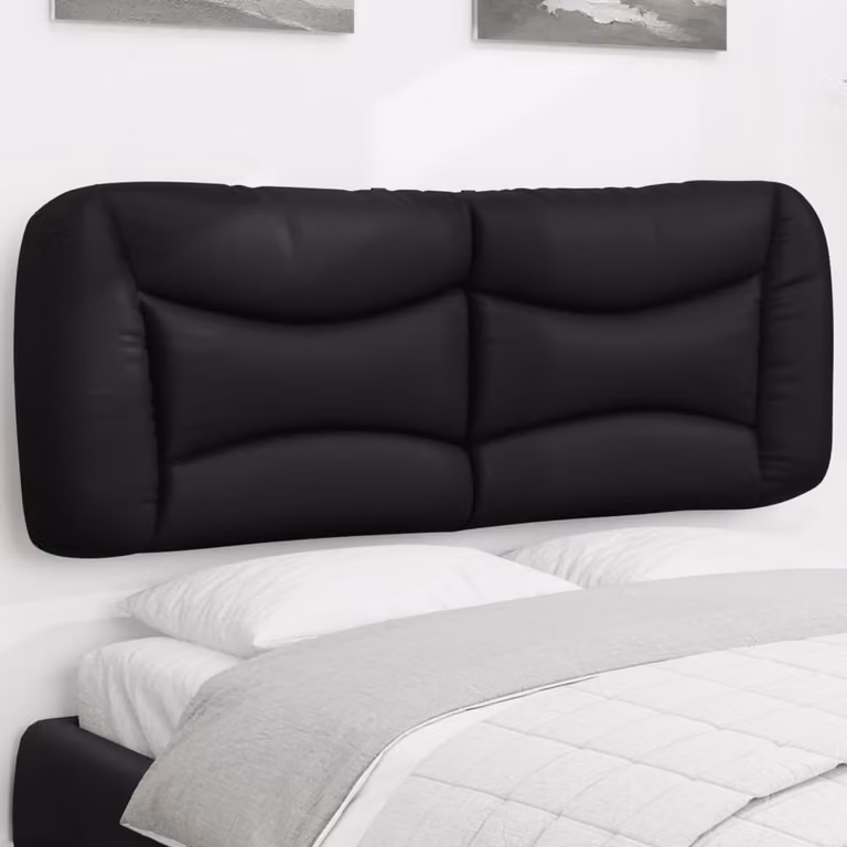Testiera per letto imbottita vidaXL Hvar in similpelle nera, Larghezza: 130 cm, Altezza: 48 cm, Profondità: 15 cm