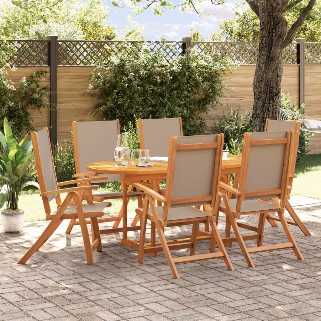 Maison Exclusive - Set da pranzo da giardino a 7 pezzi in legno massello di acacia e Textilene