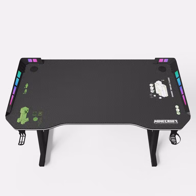 Scrivania da gioco - 120 x 60 cm - nero - struttura in metallo - con illuminazione LED RGB