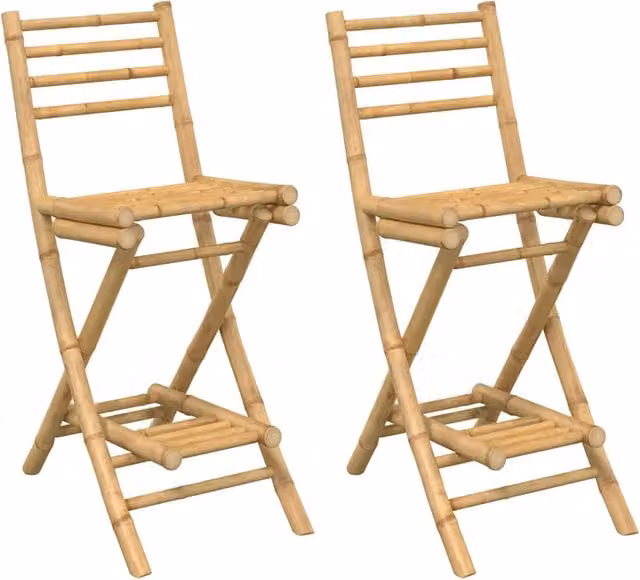 Set di 2 sgabelli da esterno moderni in bambù color beige con poggiapiedi CFW2452255