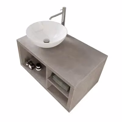 Mobile bagno sospeso INBAGNO moderno grigio opaco con vani a giorno e ripiani interni L: 80 cm, P: 40 cm, H: 50 cm – 2