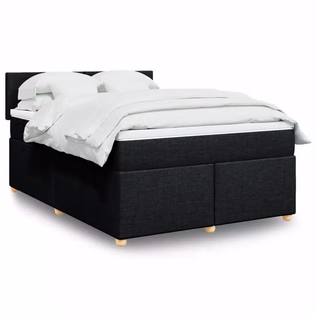 Letto Ibrido vidaXL con Materasso a Molle Insacchettate e Illuminazione Sotto il Letto, Bianco e Nero, L/P: 160 x 200 cm