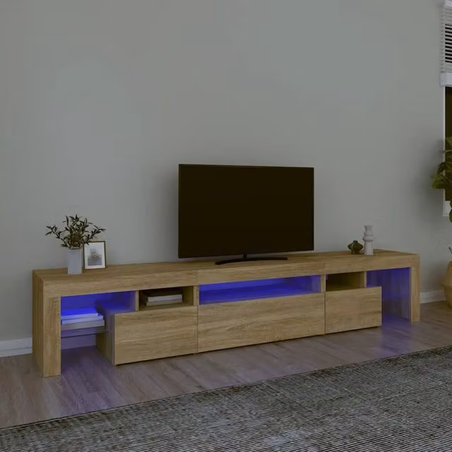 Mobile Porta TV con Luci LED-Credenza per TV Rovere Sonoma 215x36,5x40 cm