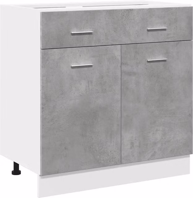 Armadio inferiore da cucina Lyon con cassetto Grigio Cemento L: 80 cm, P: 46 cm, H: 81,5 cm