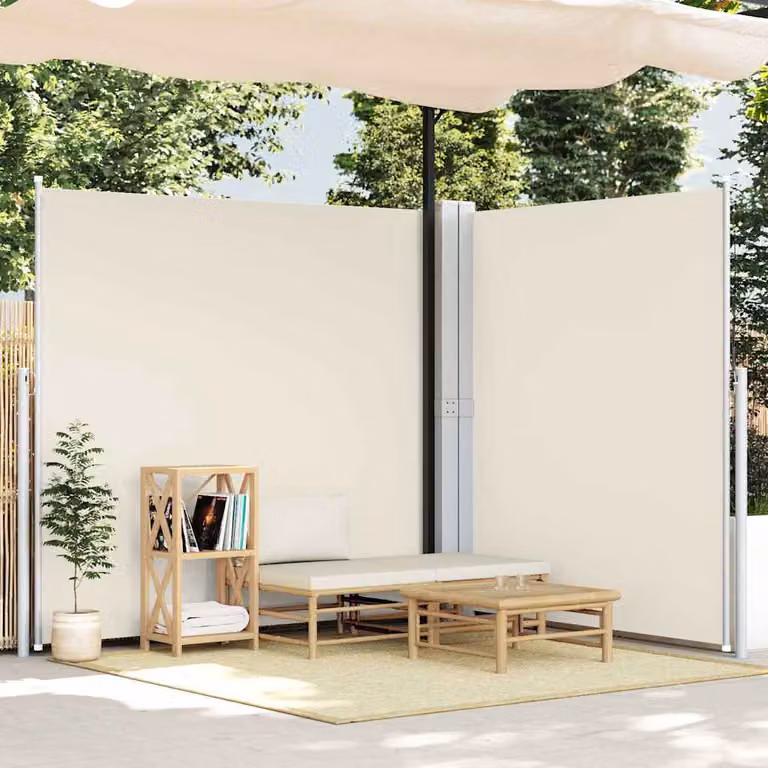 vidaXL Tenda da Sole Laterale Retrattile in Poliestere Beige L: 600 cm, H: 200 cm