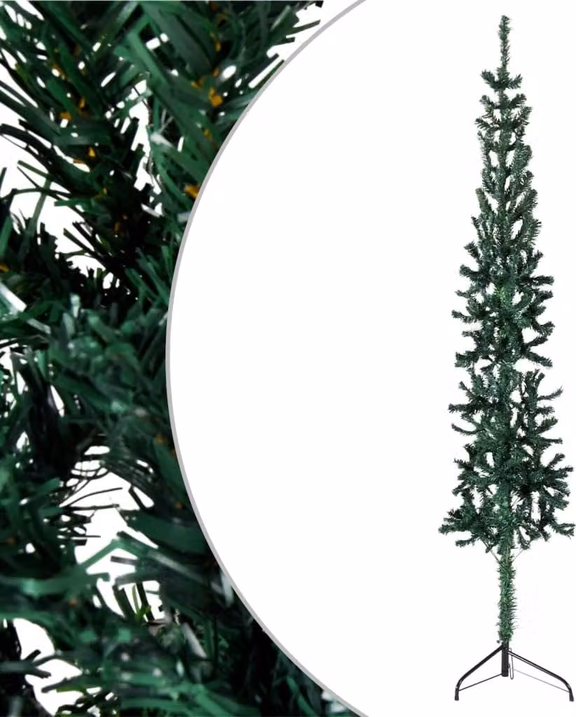The Living Store Mezzo albero di Natale artificiale con supporto Slim Green 240 cm