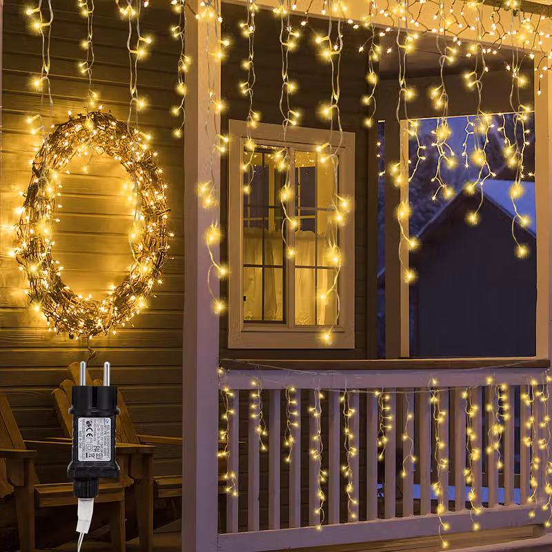 Jopassy 20m LED ghiaccioli Natale giardino fata luci, bianco caldo