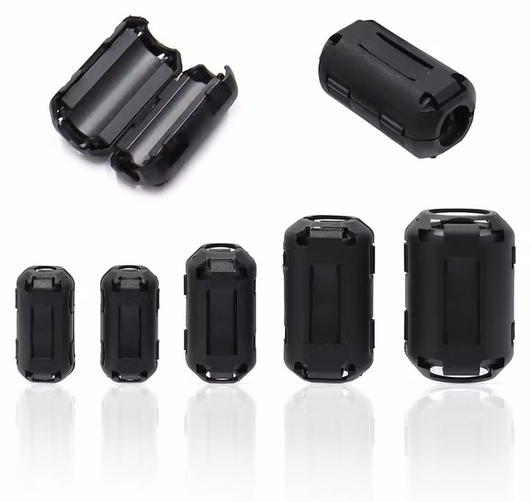 40 nuclei di ferrite, 5 dimensioni, da 3,5 a 13 mm, ferrite a lamelle, colore nero