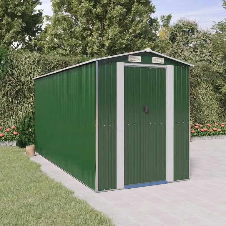 Capanno da Giardino vidaXL in Acciaio Zincato Verde L/P/H: 440 x 192 x 223 cm
