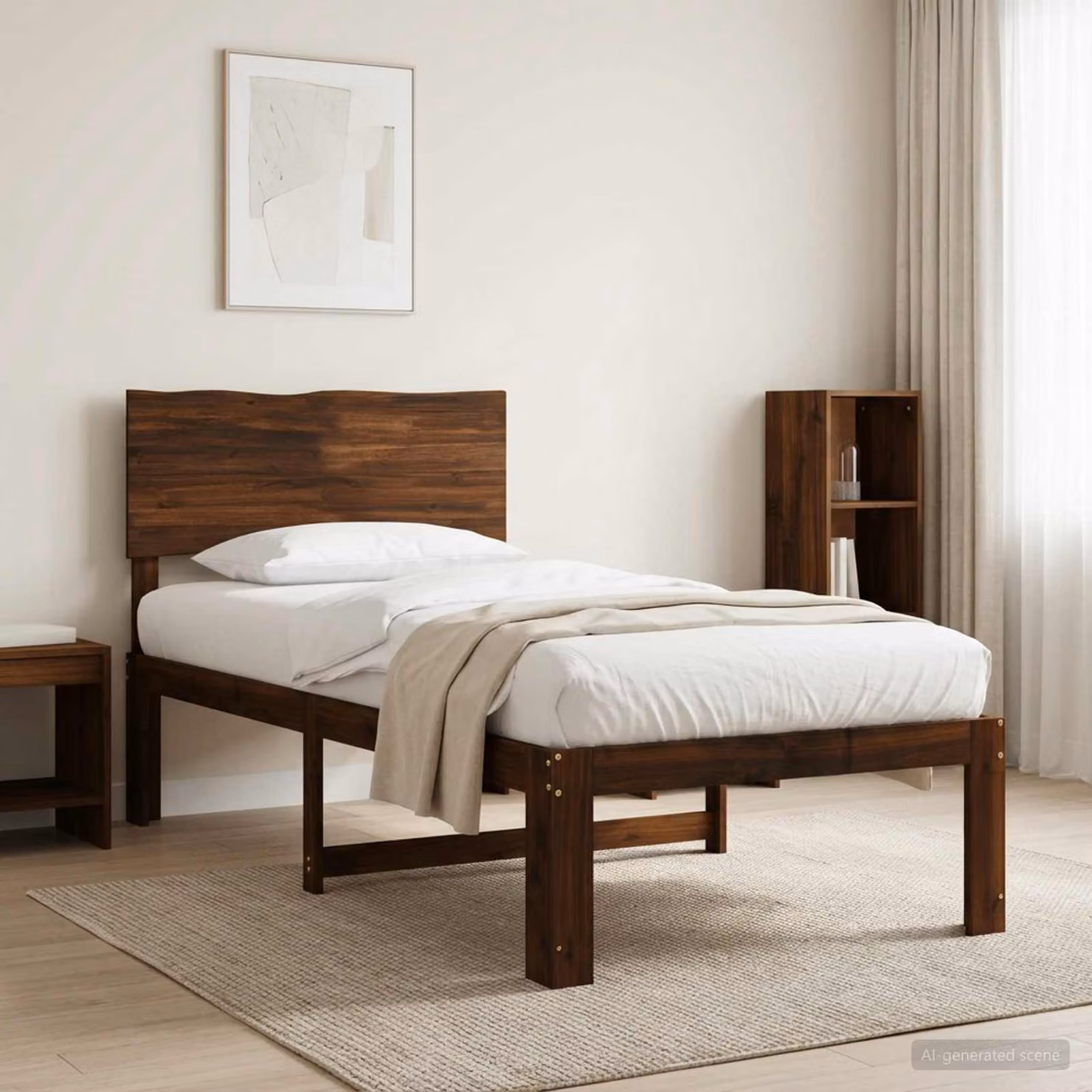 Letto Singolo con Testiera vidaXL ROSTOCK in Legno di Acacia Marrone Scuro L/P/H: 205.5 x 90 x 140 cm