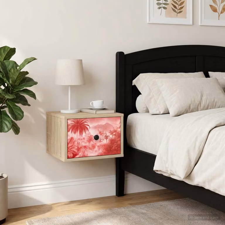 vidaXL Mobiletto da comodino a parete AACHEN moderno in MDF e metallo Rovere Sonoma