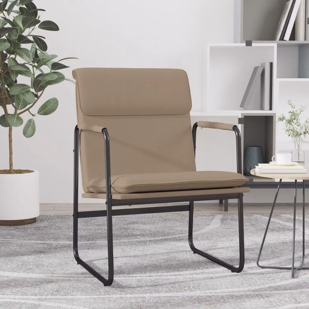 Sedia Lounge vidaXL in Similpelle Beige e Marrone con Braccioli e Struttura in Metallo L/P/H: 55 x 64 x 80 cm