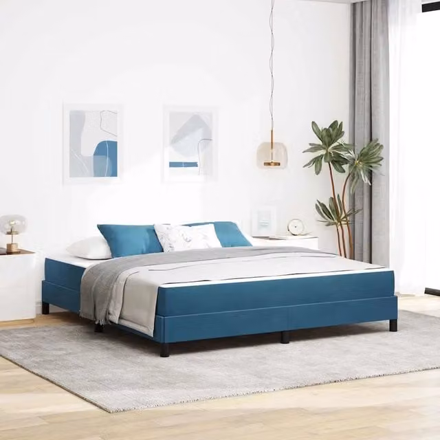 Letto moderno con materasso a molle pocket individuali vidaXL in tessuto blu, L/P: 180 x 200 cm – 1