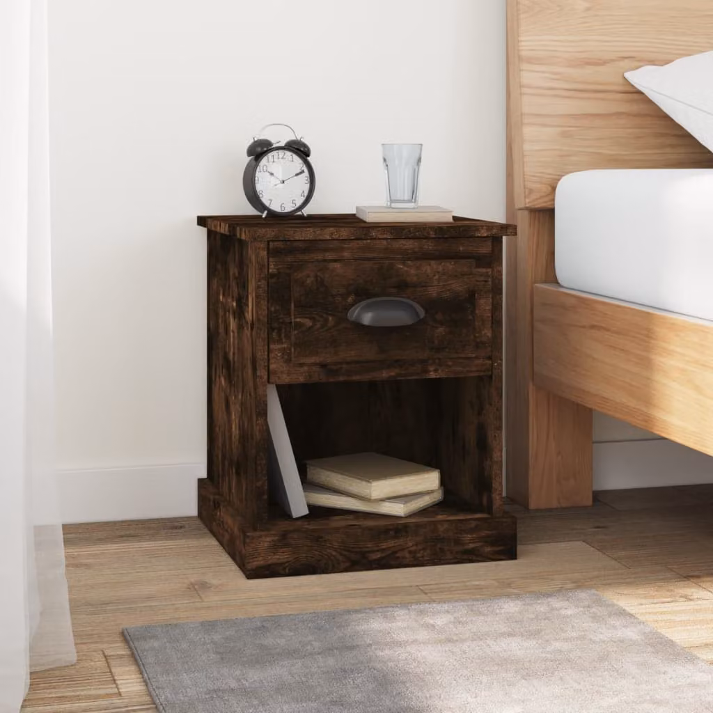 Set di 2 comodini vidaXL in legno multistrato color rovere fumo, L 39 cm x P 39 cm x H 47,5 cm