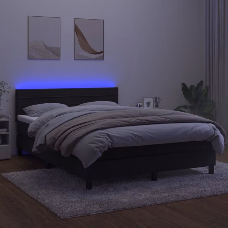 Maison Exclusive - Letto a Molle con Materasso e LED Nero 140x200 cm in Velluto