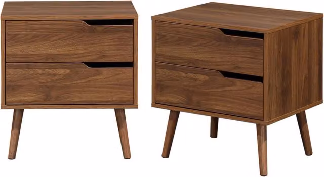 Set di 2 comodini Sweeek in legno di pino marrone con stile scandinavo per camera da letto