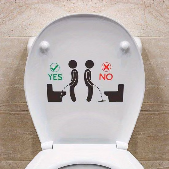 Adesivo per WC, autoadesivo, rimovibile, in plastica, decalcomania, bagno, toilette, sedile, indicatore di urina