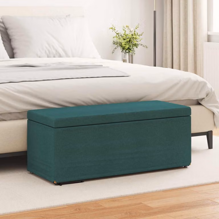 Pouf moderno vidaXL in tessuto verde con struttura in legno L: 101 cm, P: 41 cm, H: 40 cm