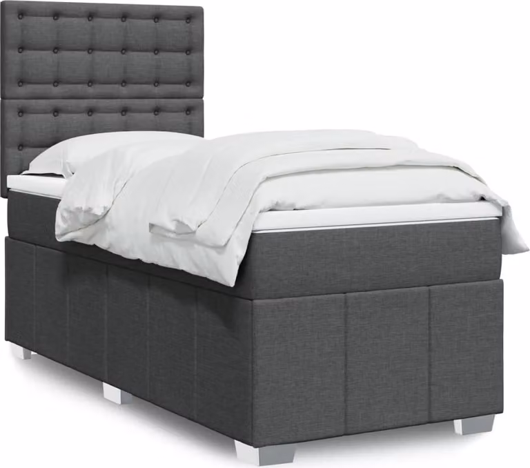 Maison Exclusive - Letto boxspring con materasso grigio scuro 90x190 cm Tessuto
