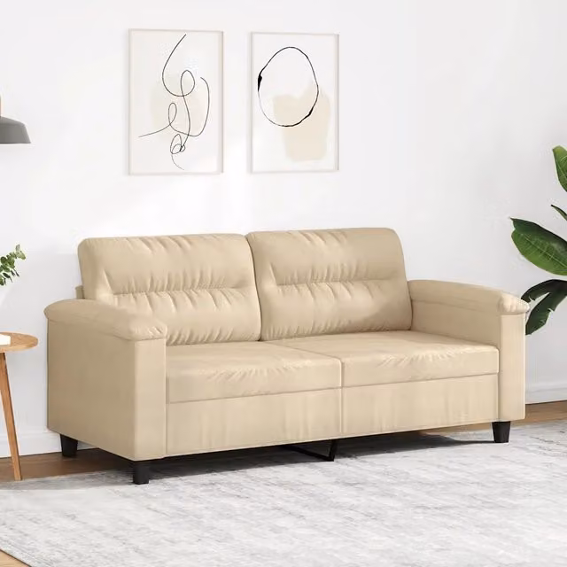 Divano a 2 posti moderno vidaXL in microfibra beige con struttura in metallo per il tuo soggiorno