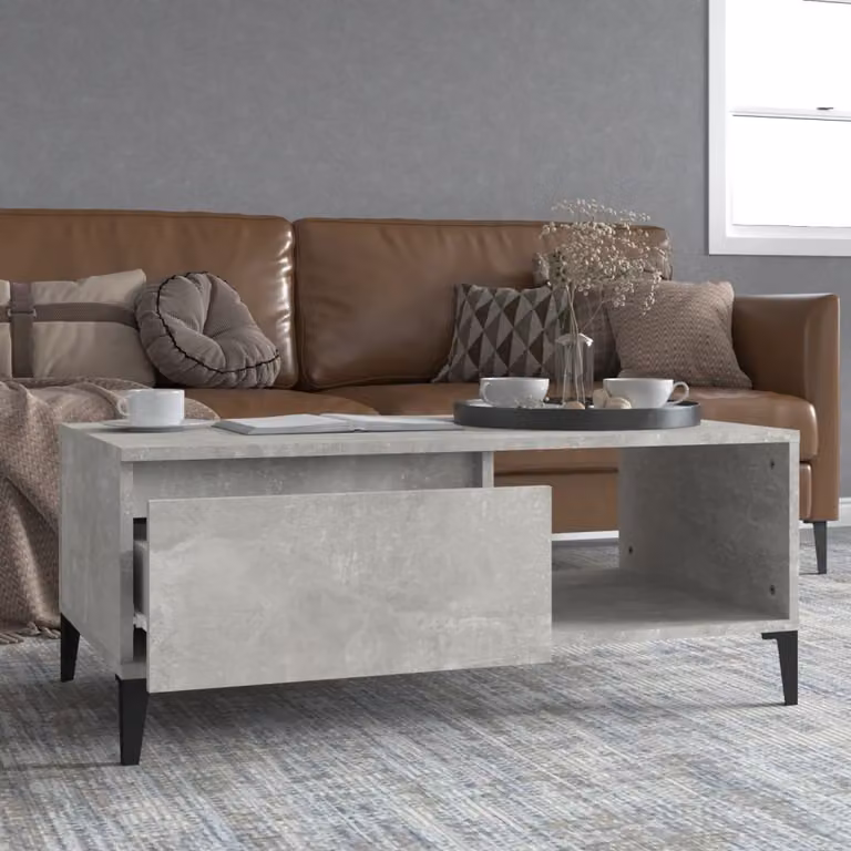 Maison Exclusive - Tavolino grigio cemento 90x50x36,5 cm Materiale ligneo