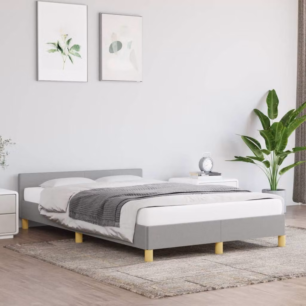 vidaXL Giroletto senza materasso in tessuto grigio con struttura in legno e MDF L/P/H: 120 x 190 x 50 cm