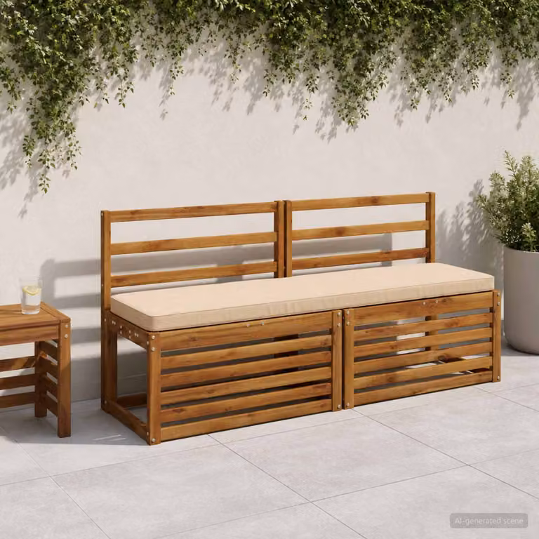Set di 2 cuscini per panchina vidaXL VUGHT in poliestere beige con rivestimento rimovibile e resistente ai raggi UV