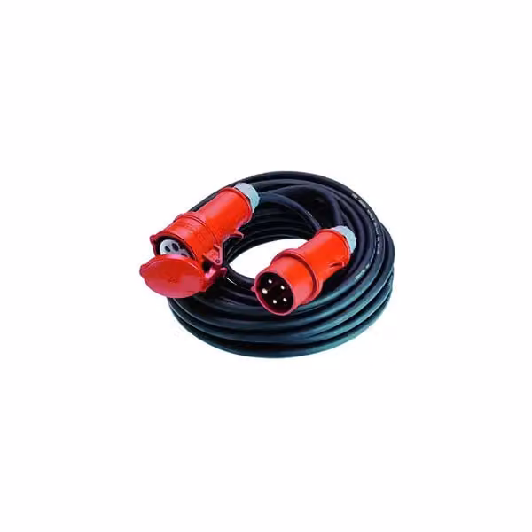 BACHMANN Prolunga 5G1,5mm² nero, H07RN-F CEE 16A rosso 400V, 5 m