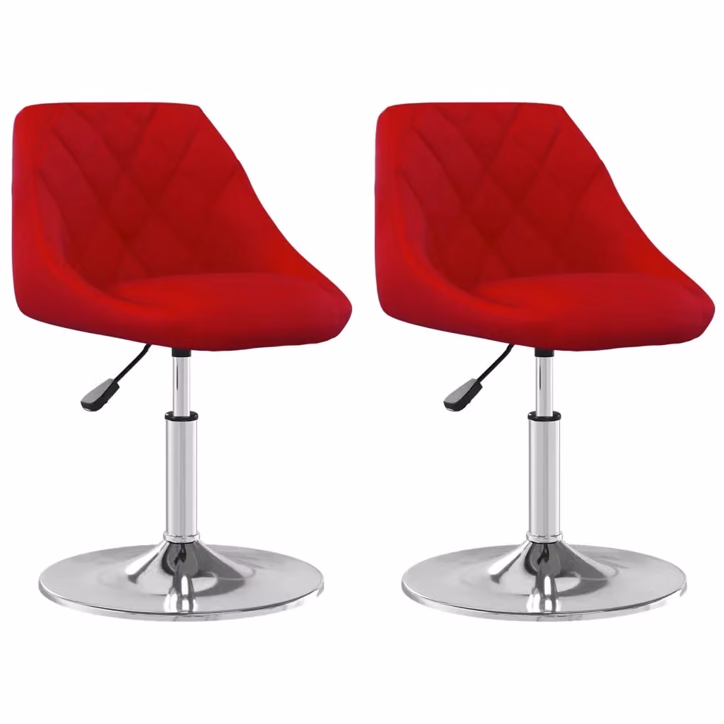 Set di 2 sedie da pranzo girevoli vidaXL in velluto rosso vino con base moderna – 2