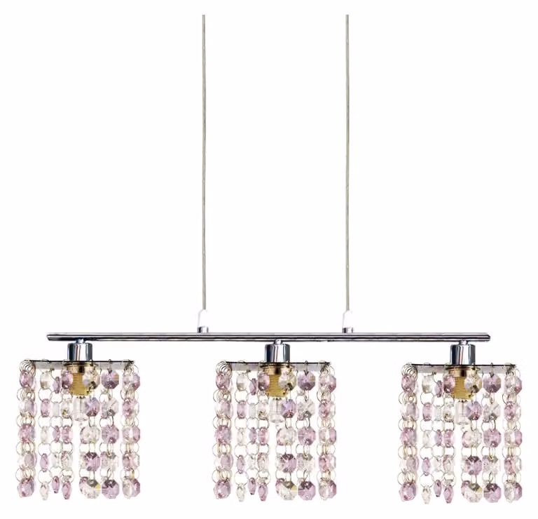 Lampada a sospensione sopra il tavolo da pranzo CLASSIC - 3xG9, 40W, cromata / viola