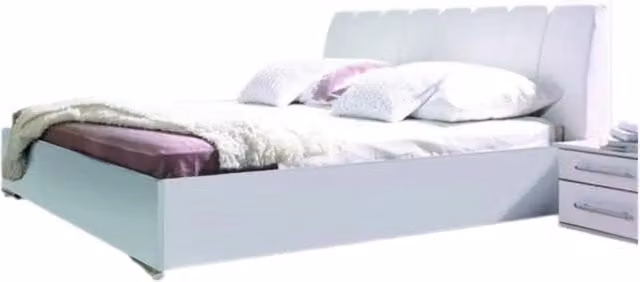 Letto VERONA - 2 posti 160x200 cm in similpelle bianco lucido