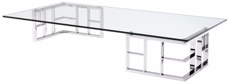 Casa Padrino tavolino / tavolo da salotto argento 180 x 90 x H. 32,2 cm - Collezione Luxury