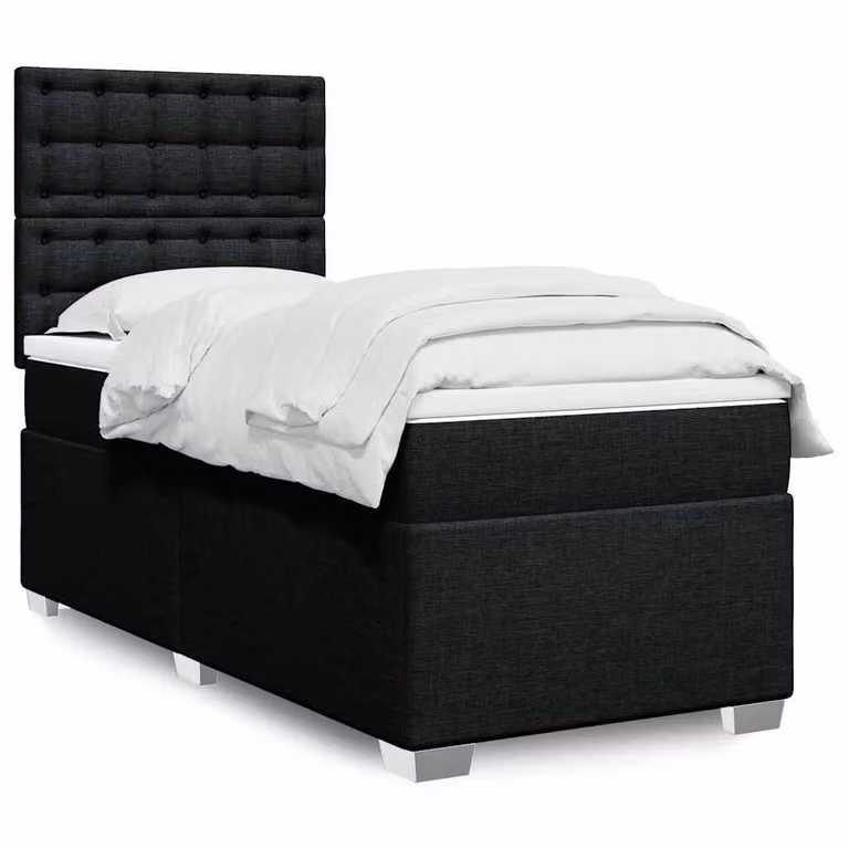 vidaXL Letto Ibrido con Materasso in Tessuto Nero e Bianco L/P/H: 90 x 190 cm