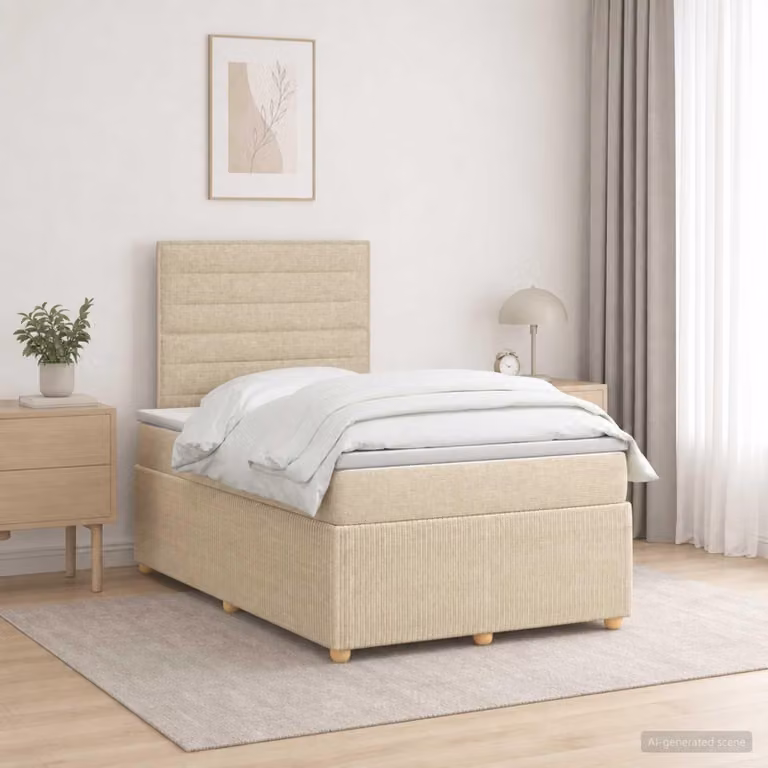 Maison Exclusive - Letto boxspring a LED con materasso color crema 120 x 190 cm in tessuto