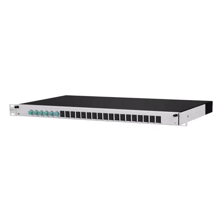 Metz Connect OpDAT slide Patchfeld splice 6xLC-D (azzurro), OM3, grigio 1502657706-E