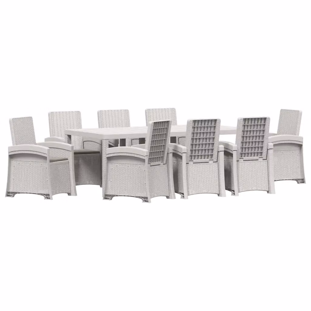 Set da pranzo da giardino moderno vidaXL in rattan sintetico bianco e grigio per 9 persone – 2