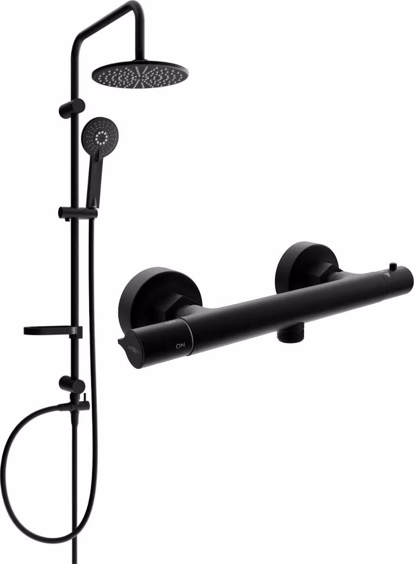 Mexen Carl set doccia esterno con soffione e miscelatore termostatico Slim, nero - 77105240-70