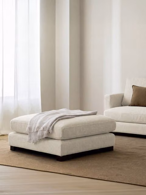 Pouf rettangolare Kenay Home Crate rivestito in tessuto beige, diametro 90 cm – 1