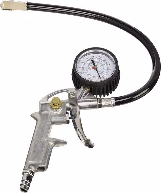 Pompa per pneumatici con manometro - Pistola ad aria - Biciclette, autovetture, autocarri - Per compressore - Pompa per pneumatici con manometro