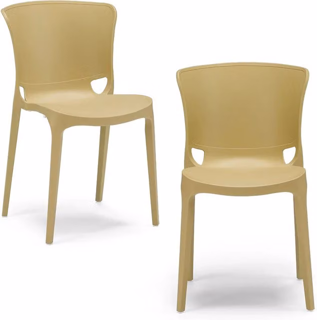 Set di 2 sedie JUMBO Redokasa in polipropilene impilabili e resistenti ai raggi UV, design moderno, colore giallo senape