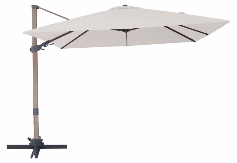 AXI Alina Ombrellone Decentrato Quadrato 300 x 300 cm, Rovere/Beige | Per giardino/Terrazza con Struttura Verniciata a Polvere | Base a Croce e