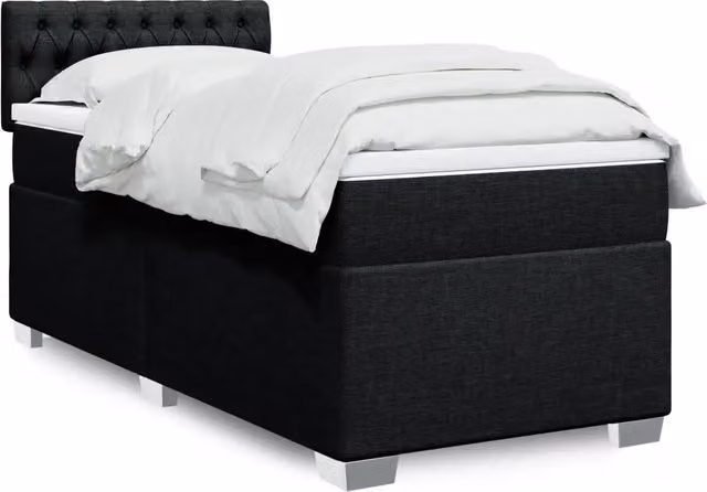 vidaXL Letto Ibrido con Materasso in Tessuto Nero L/P/H: 90 x 190 x 100,5 cm – 2