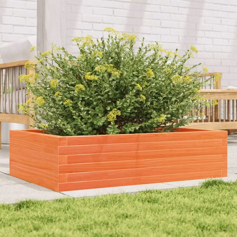 Fioriera da giardino vidaXL in legno di pino massello, colore marrone, L 90 cm x P 60 cm x H 23 cm