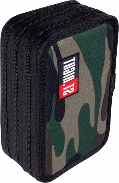 Etui per penna XXL multicolore con chiusura zip e 3 piani per bambini, contenitore da 46 pezzi, L: 19 cm, P: 13 cm, H: 7 cm