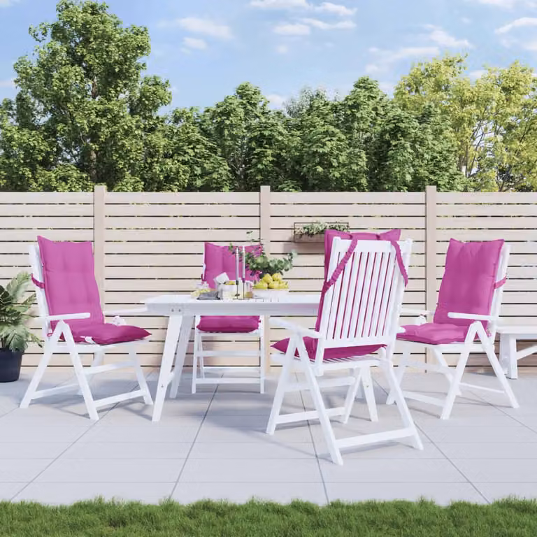 Set di 4 cuscini per sedia con schienale alto vidaXL in tessuto Oxford rosa, impermeabili e traspiranti