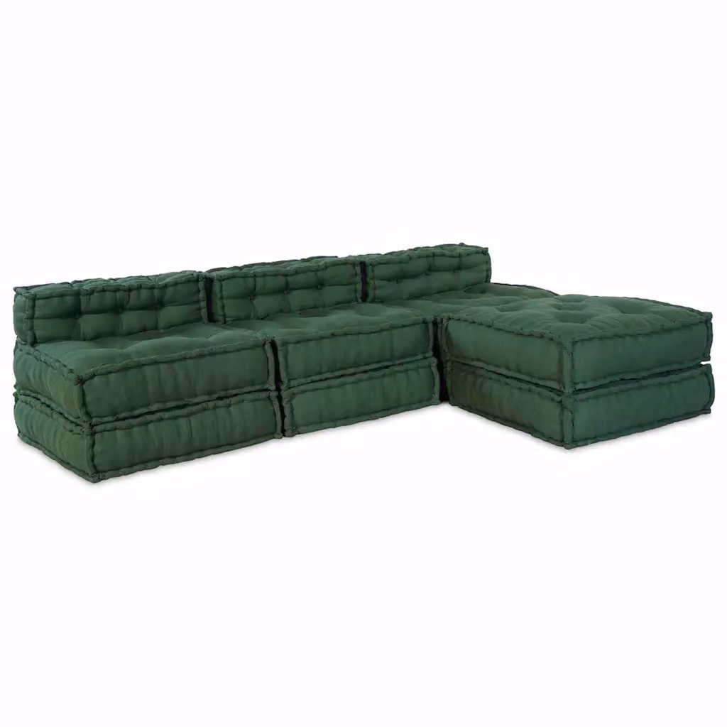 vidaXL Unità di Divano Modulare a L in Tessuto Verde Moderno L/P/H: 210 x 140 x 56 cm