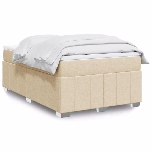 Letto Ibrido con Giroletto a Molle e Materasso vidaXL in Tessuto Beige e Bianco L/P/H: 120 x 200 cm