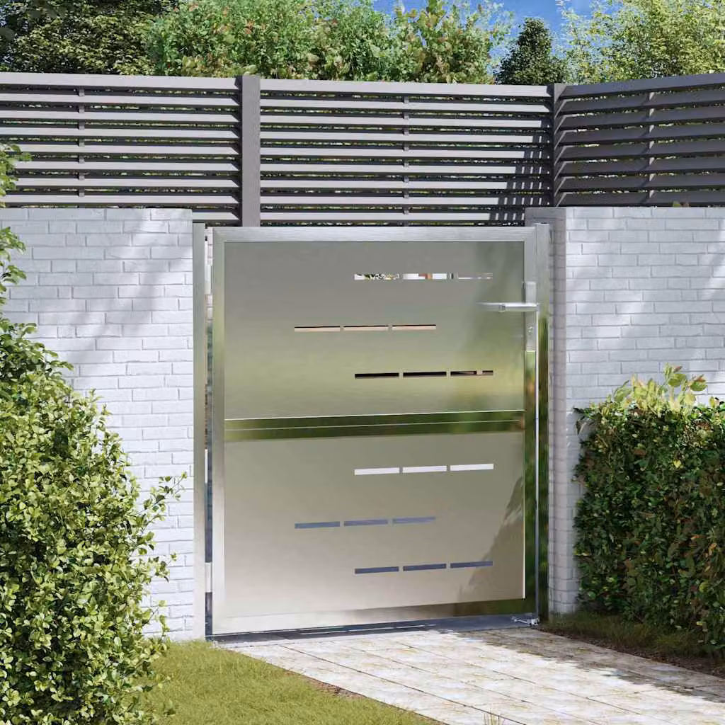 Cancello da giardino vidaXL in acciaio inossidabile Argento 85 x 97 cm