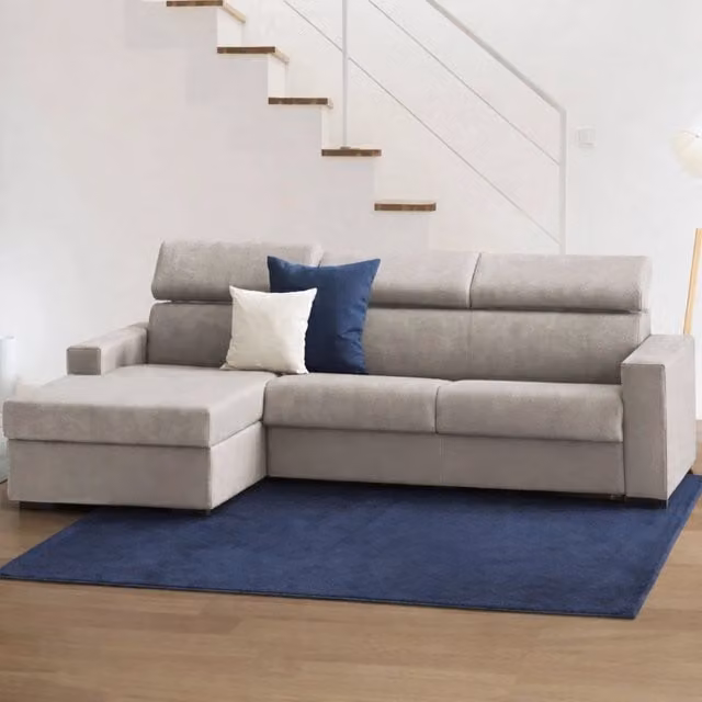 Divano ad angolo Aryaly TALAMO ITALIA con chaise longue contenitore a sinistra, rivestimento in tessuto tortora, L: 280 cm, H: 85 cm, P: 95 cm – 1