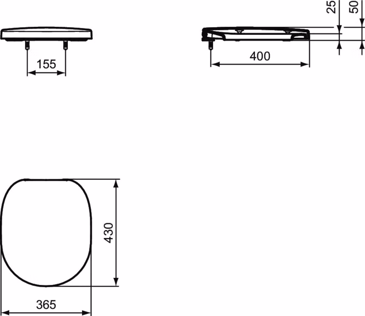Ideal Standard Connect Freedom Siège de WC, Wrapover, blanc, E822501, E822501